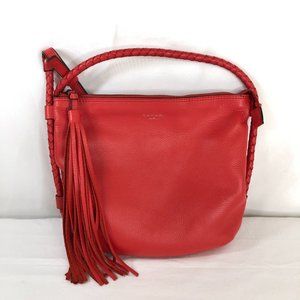 Tahari ASL Handbag Orange Red Medium Shoulder Cross Body Tassel Bag Purse